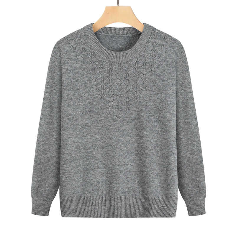 New Autumn Style Middle-aged Mother Wears Bottoming Pullover Elderly Grandma Sweater Top