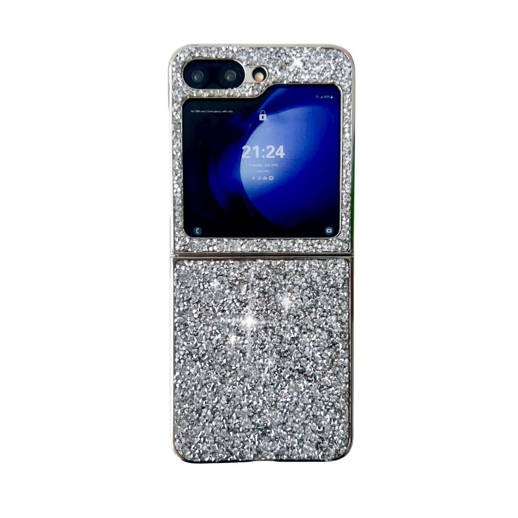 Ochranný kryt Samsung Z Flip6/5/4/3 s galvanicky pokoveným diamantovým zábleskem pro skládací displej telefonu s laserovou intarzií.