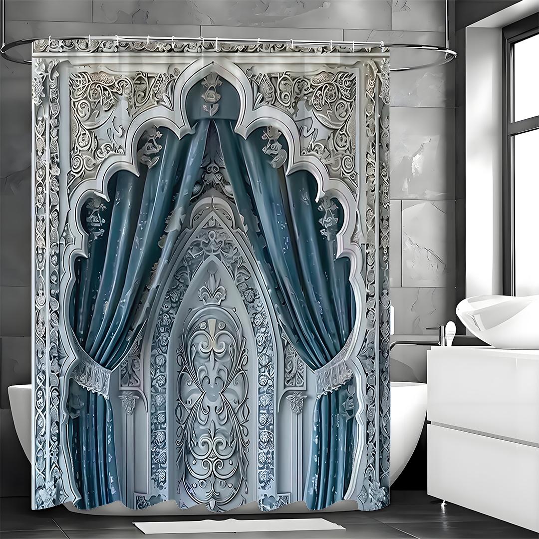 Arches Printed Shower Curtain, Bathroom Decorative Shower Curtain, Waterproof Shower Curtain with Hooks 90x180CM