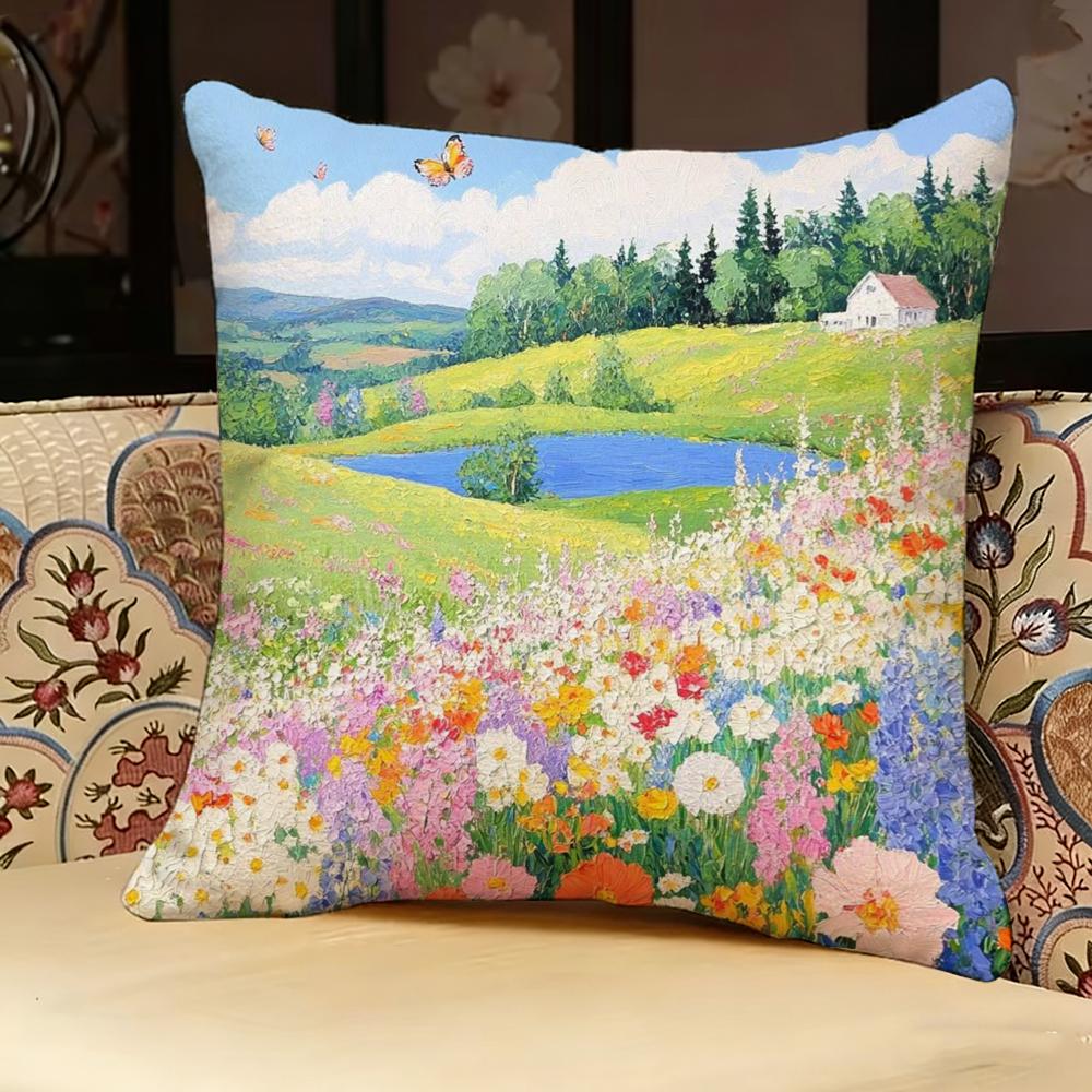 Flower Vase Pillow Case Pillowcase, Double-Sided Printed, Sofa Cushion, Bedroom Headboard Pillow