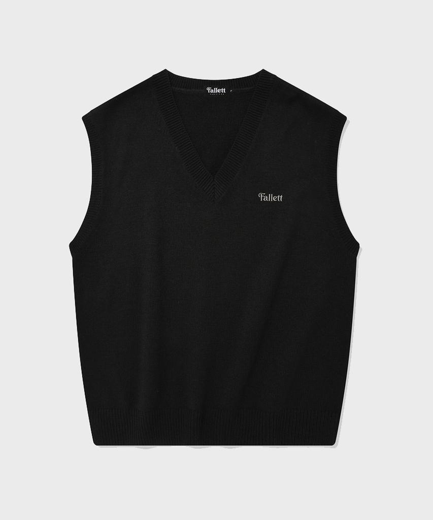 Fallett V-Neck Knit Vest Black