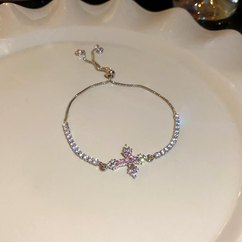 Elegant Zircon Cross Bracelet: Fashionable, High-End, Versatile Hand Jewelry