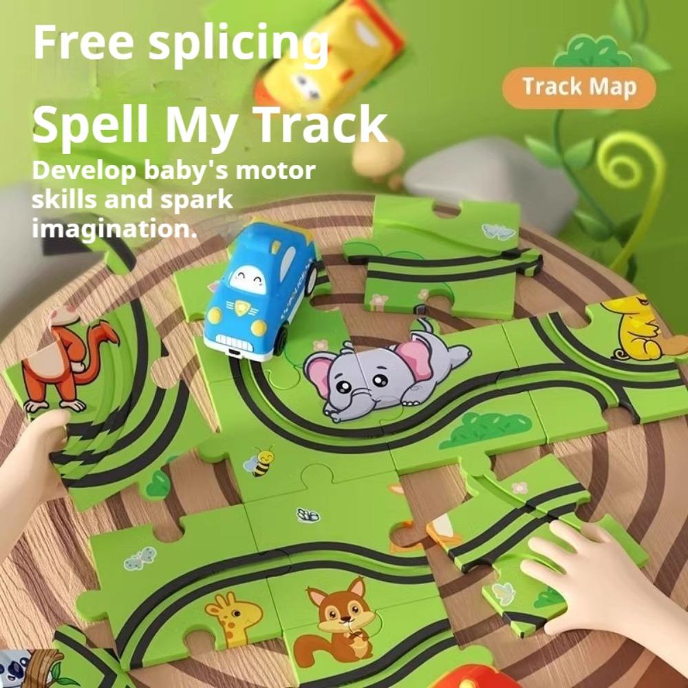 DIY Puzzle Rail Car Toy Children's Puzzle Small Train Sliding Parking Lot Racing 4 Boys 3 To 6 Years Old Assembly