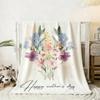 Watercolor Floral Heart Bouquet Throw Blanket, Happy Mother's Day Gift for Mom, Soft Flannel Present for Mother from Daughter