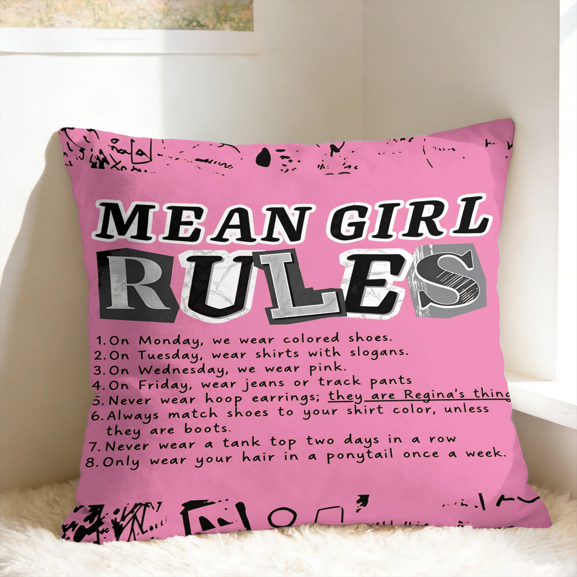 Pillow Cover M-Mean Girls B-Burn Book Novelty Pillow Case For Living Room Chair Pillowcases Peach skin 18*18(CM)-1Pcs