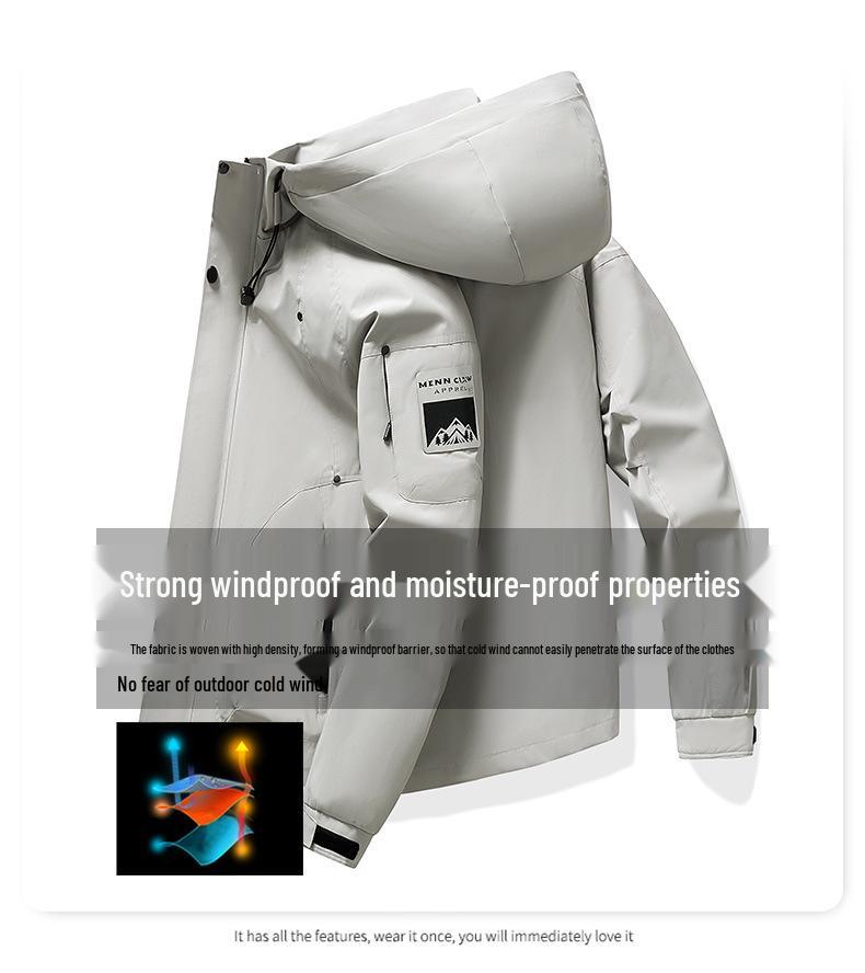 Men's 2025 Autumn Windproof Hooded Jacket: Korean Style Casual Sporty Mountaineering Windbreaker