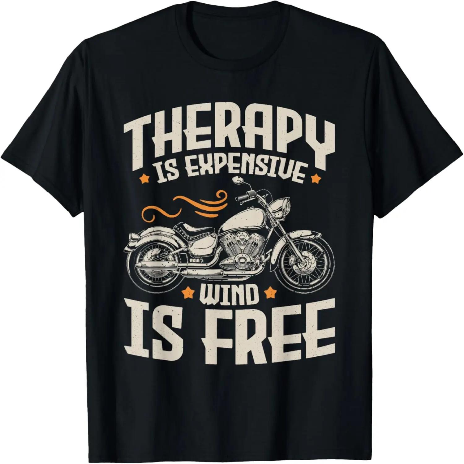 Cool Motorcycle Rider Men Therapy Motorcycle Lovers Biker T-Shirt S