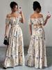 2026 Ethnic Style One-Shoulder Floral Pullover Long Dress for Women - Spring Collection