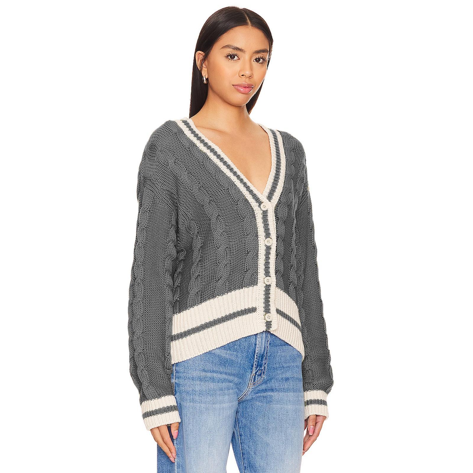 

Женский осенне-зимний свободный вязаный свитер с v-образным вырезом и кардиганом в тон L серый