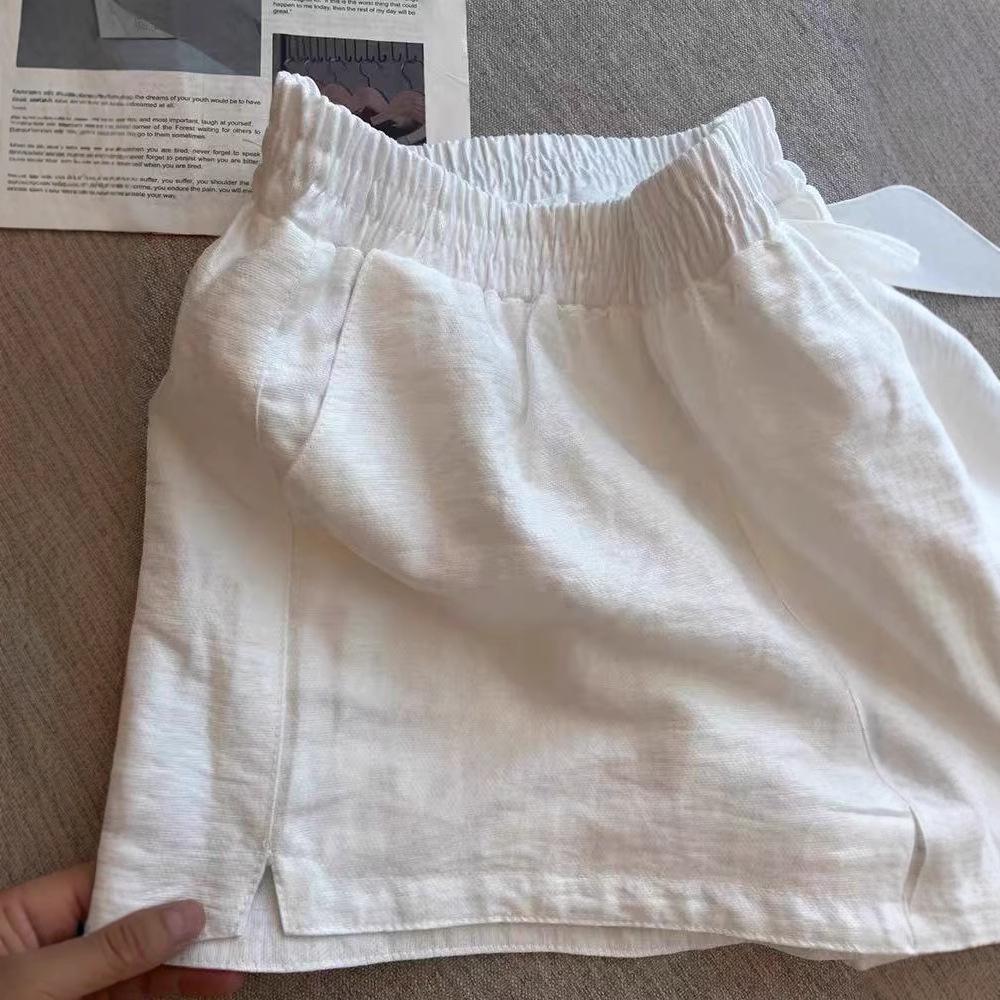 Women's White Breathable A-line Shorts - Slimming, Loose, Wide Leg, Petite, Casual Summer Pants
