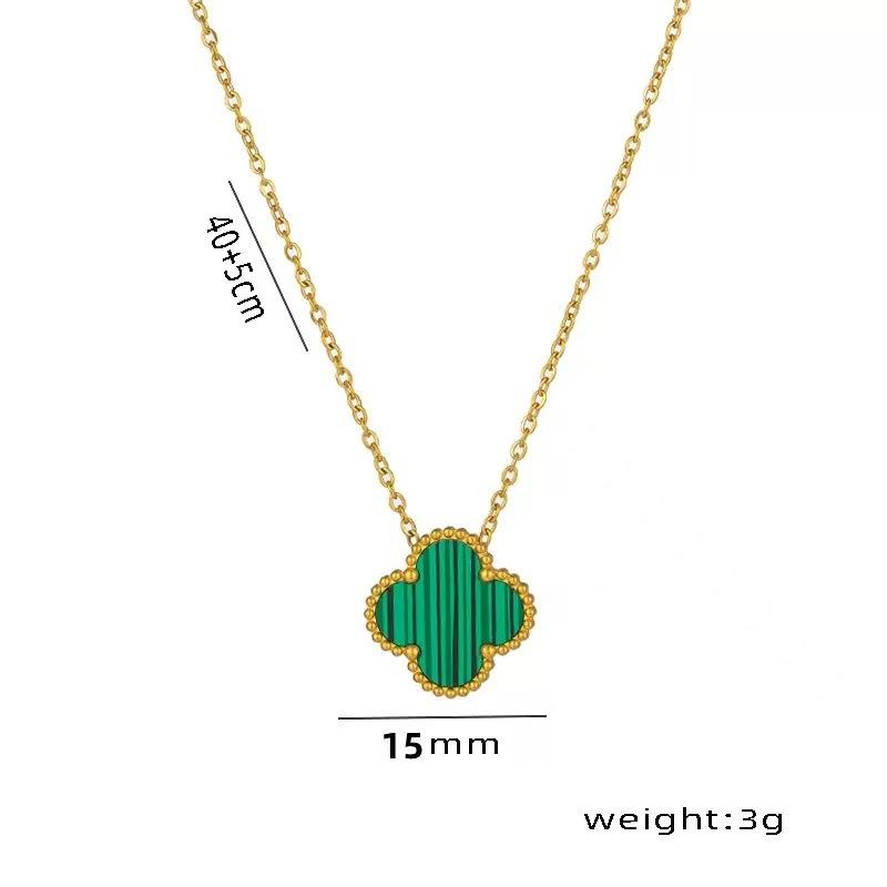Hochwertiger Anlaufbeständiger Schmuck Doppelseitige Vierblättriges Kleeblatt Halskette Damen Titanstahl Schlüsselbeinkette