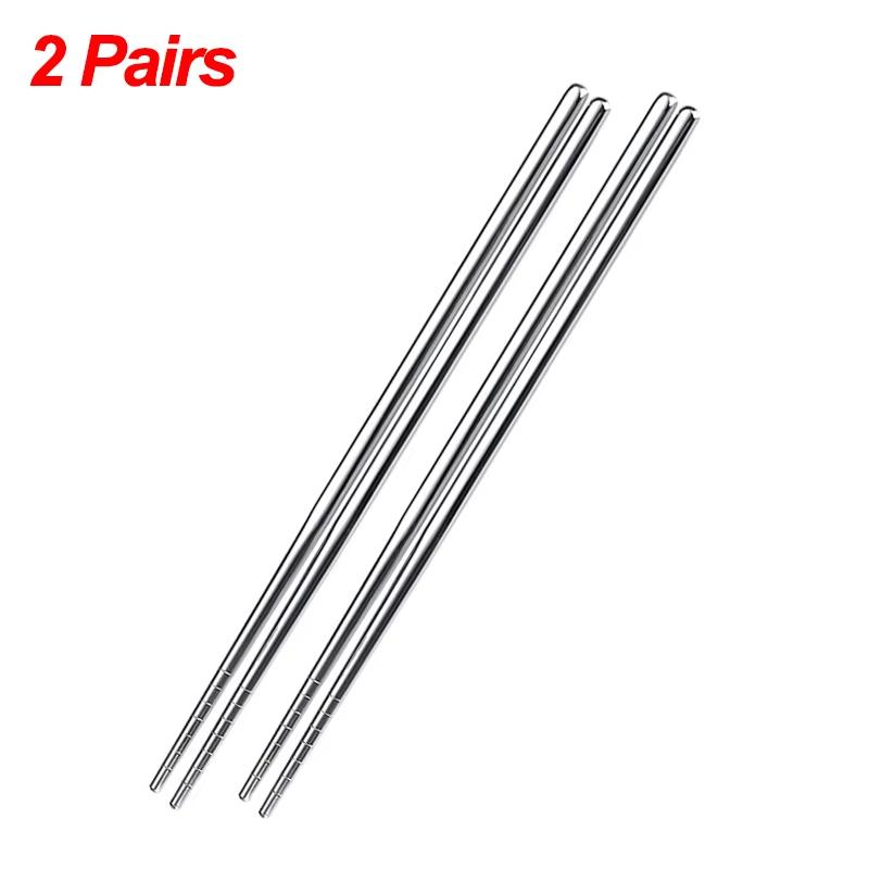 5 Pairs Chinese Chopsticks Stainless Steel Non-slip Sushi Chopstick Korean Japanese Food Metal Sticks Kitchen Tableware Set