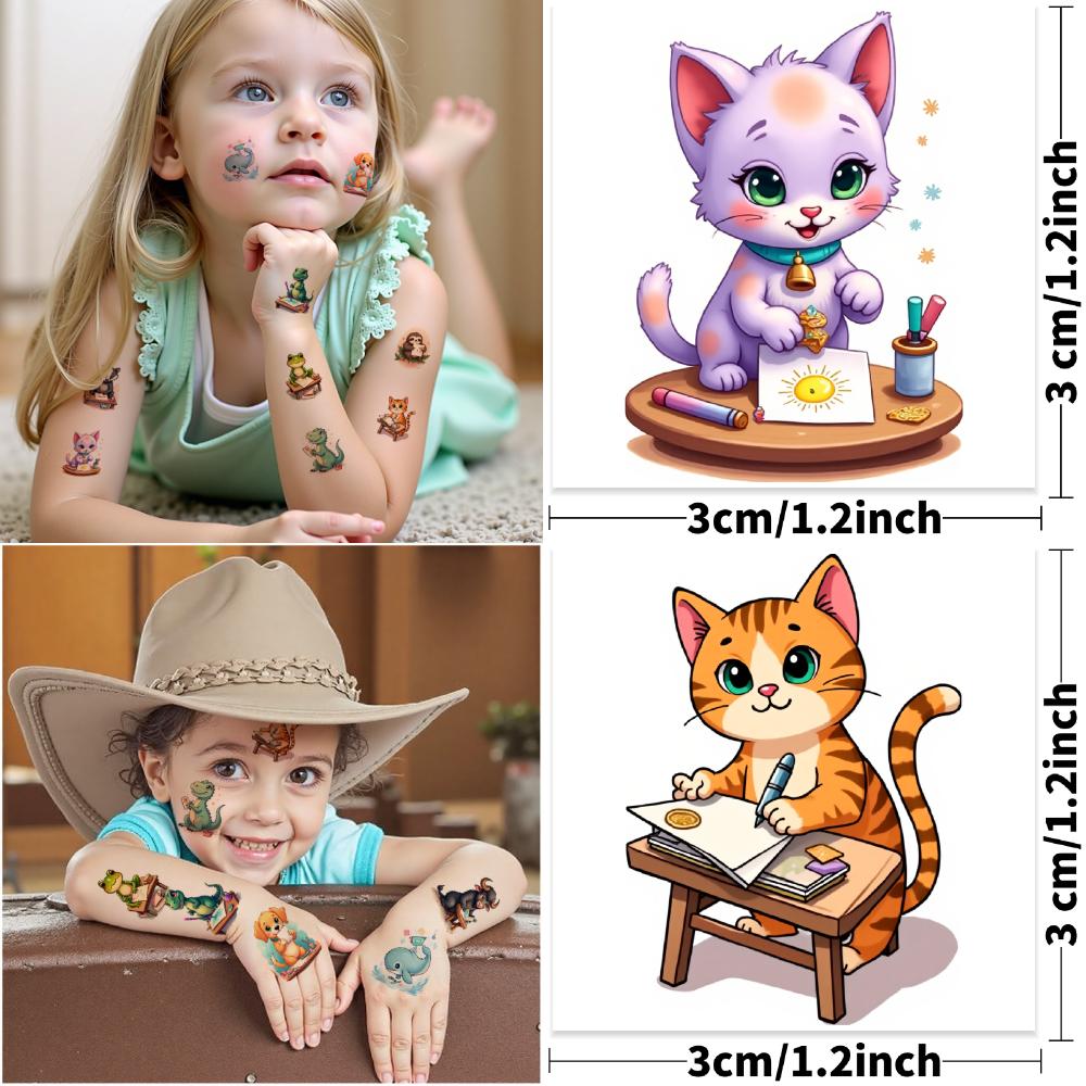 54pcs Cute Animals Temporary Tattoos Cartoon Animals Lion Dog Pig Fake Tattoo Sticker Waterproof Disposable Tattoo Stickers