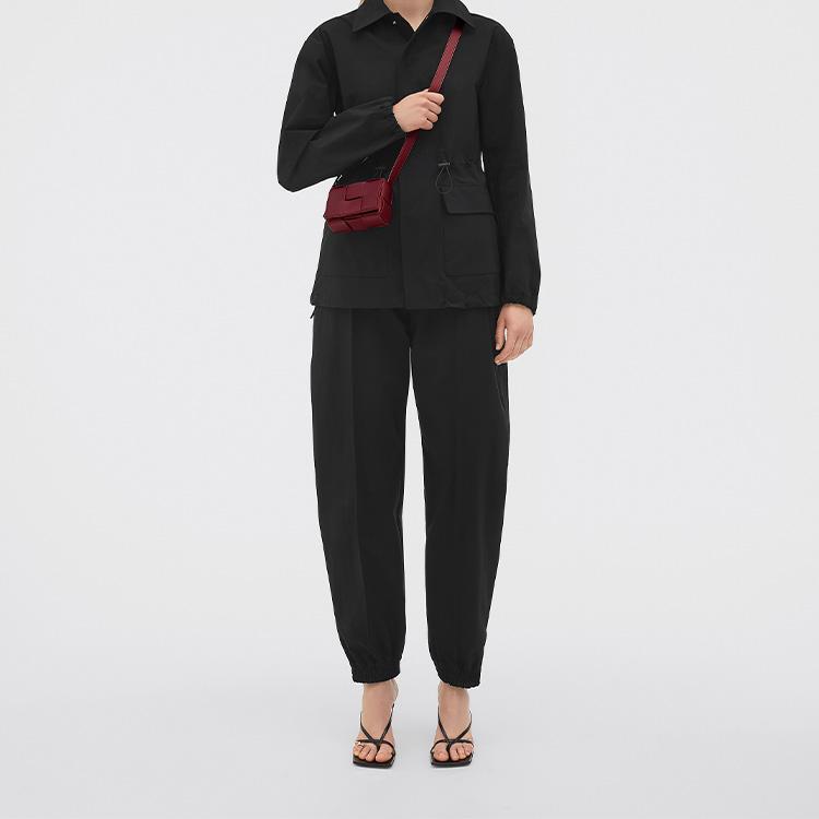 Bottega Veneta Cassette Pillow Bag Minimalist Solid Color Intreccio Weave Lambskin Mini Shoulder Crossbody Bag Women bags Bordeaux-Red 666688VMAY16208