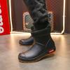 Modische Regenstiefel für Herren Stiefeletten Winter Wasserdicht Warm Arbeitsstiefel Rutschfeste Plateau Gummischuhe Herren Küchengaloschen