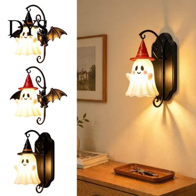 Autumn Wall Ornament Cute Ghost Light, Wizard Hat Lamp, Decorative Night Light for Kids Mount Lamp Halloween Home Hallway Entrance Bedroom Decor