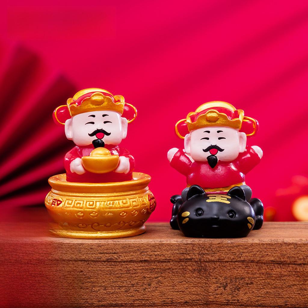 Festive Resin God Of Wealth Miniature Cute Diy Blind Box Decoration