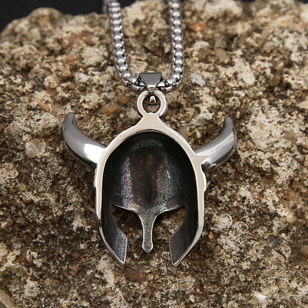 Vintage Helmet Mask Pendant for Men 316L Stainless Steel Nordic Celtic Knot Necklace Biker Amulet Jewelry Dropshipping