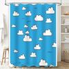 Shower Curtain Nature Clouds Blue Sky Scenic Backdrop Bathroom Decor Waterproof Fabric Washable Artistic Design Home Textile
