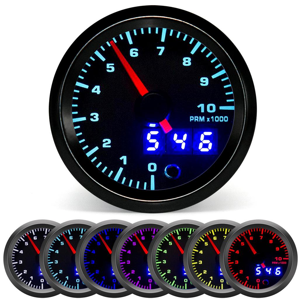 2" 52mm 7 Colors LED Dual Display Oil pressure/Boost PSI/Water temp/Oil temp/Volt/Air fuel Ratio/EGT temp/Tachometer Car Gauge