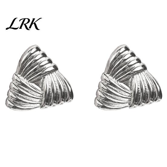 Smooth Surface Earrings 1 Pair Statement for Women, Geometric Triangle Durable Everyday Shape Knot Stud Earrings, Minimalist Chunky Jewelry серебряный