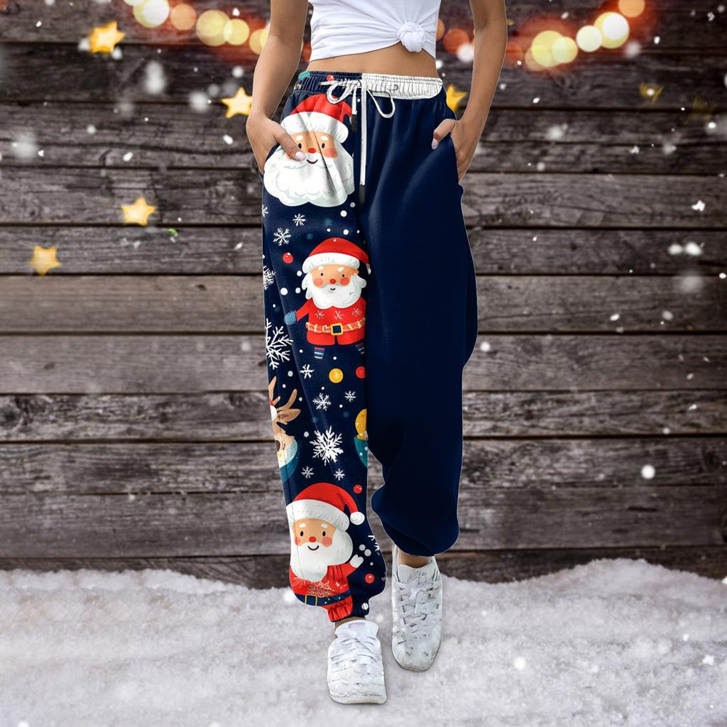 Damen Casual Fashion Jogginghose Weihnachten bedruckte Freizeithose