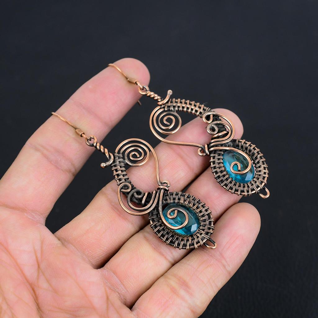 Modré náušnice topazu, šperky z masivního stříbra 925, ručně vyráběné náušnice, na díkůvzdání