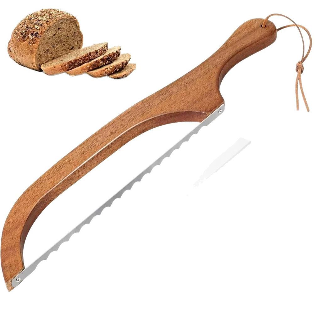 Wooden Bread Knife Non-dropping Baking Baguette Cake Knife Serrated Toast Knife Wooden Bread Cutting Saw