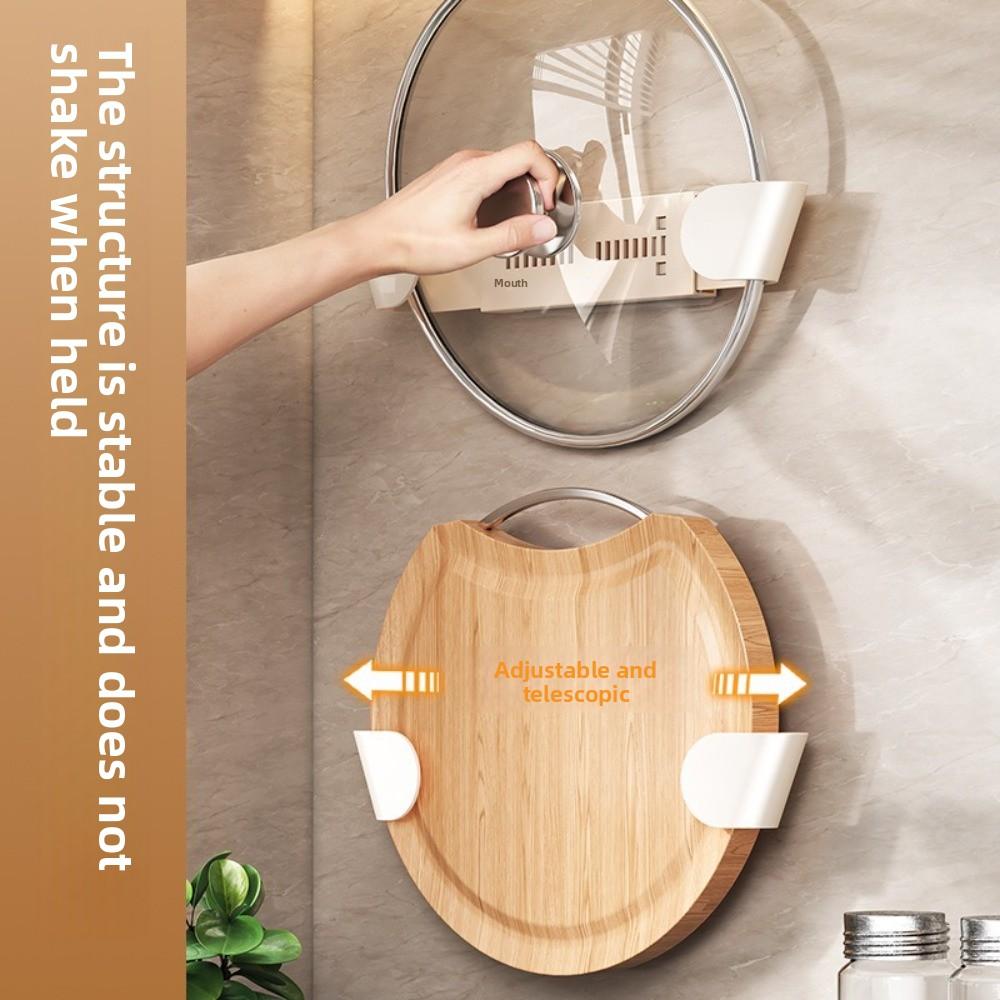 Telescopic Kitchen Pot Lid Rack Wall-mounted Kitchen Pot Lid Storage Tool Suction Cup Lid Holder Multi-functional