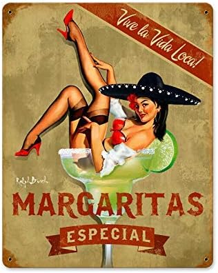 

Retro Vintage Metal Plaque Sign Pin Up Girl Margarita Especial Tin for Home Bar Kitchen Pub Wall Decor Signs aluminum 20x30cm