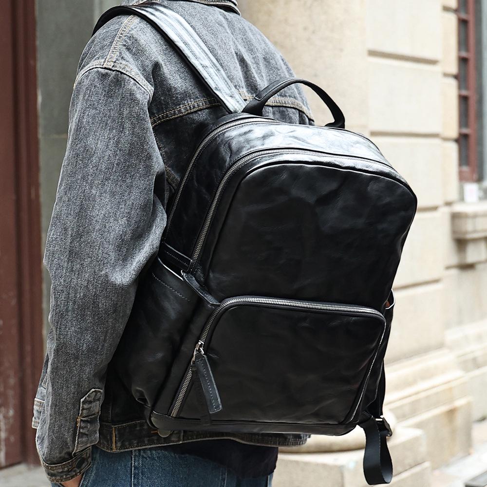 

Мужской ретро-рюкзак DUJIANG из натуральной кожи растительного дубления — школьная и компьютерная сумка для отдыха на природе.