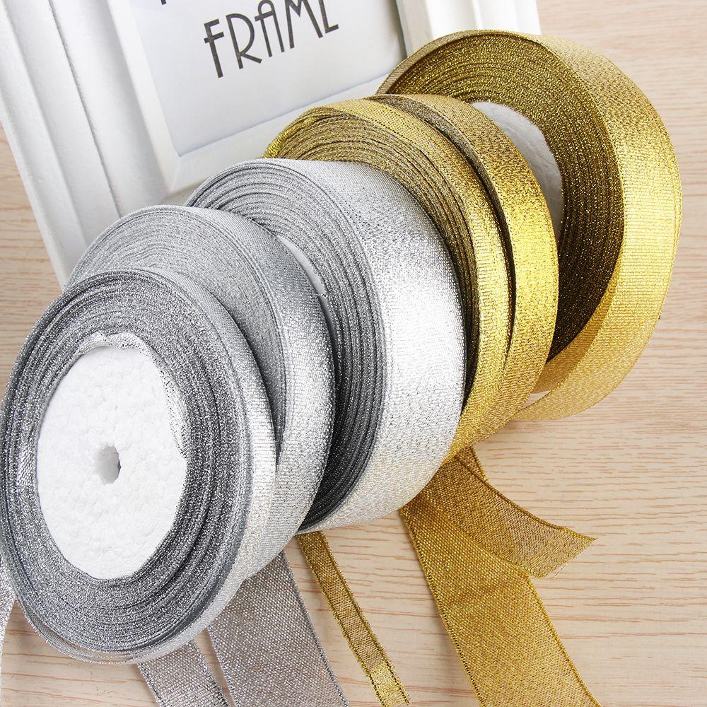 

25Yards Hot Pretty Party Decoration Свадебная атласная лента Подарочная упаковка Декор открытки Серебро / Золото Шелк