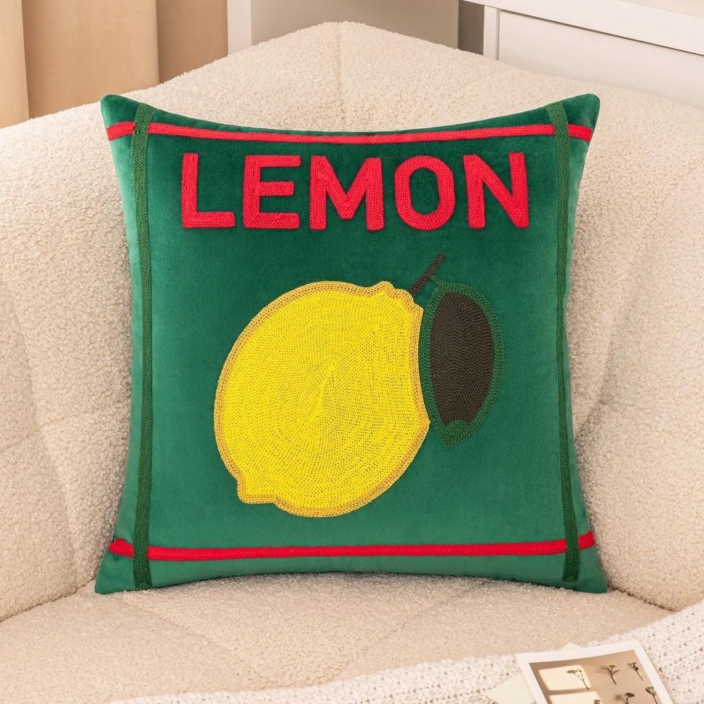 Dopamine Fruit Embroidered Cushion Cover Washable 4545cm Sofa Pillowcase Home Decor Velvet Decorative Pillow Covers лимон 4150₽
