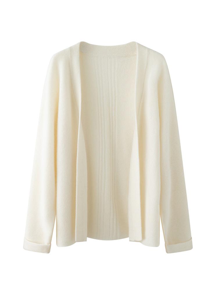 Women's Cashmere Blend Open Front Knit Cardigan: V-neck, Loose Shawl Style for Autumn/Winter