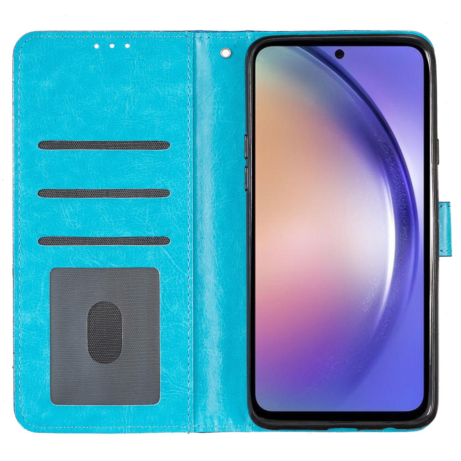 

For Samsung Galaxy A55 5G Shiny Glitter Leather Case Stand Wallet Phone Cover Blue