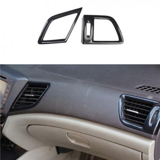 For Honda Civic 9th Gen ABS Carbon Fiber L&R AC Air Outlet Vent Trim 2P 2012-15