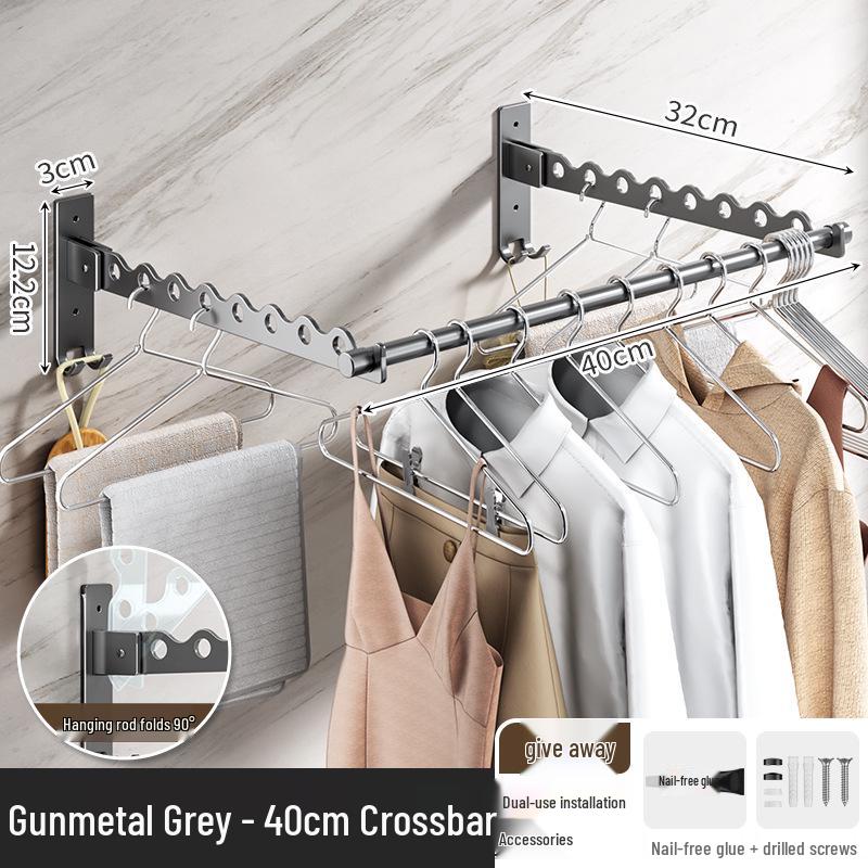 Invisible No-Drill Foldable Clothes Drying Rack for Balcony or Bathroom