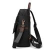 Lightweight Nylon Convertible Backpack with Front Flap Pocket Contrast Trim Dual Zipper Casual Daypack for Women Daily Travel