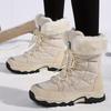 Women's Light-Colored Mid-Calf Winter Boots, Warm Fleece Lining, Plush Cuff Design, Fashion Footwear