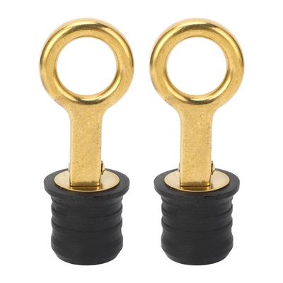 2Pcs Screw Type Compression Drain Plug Excellent Sealing Oxidation Resistant Rubber Brass Boat Drain Plug for Marine