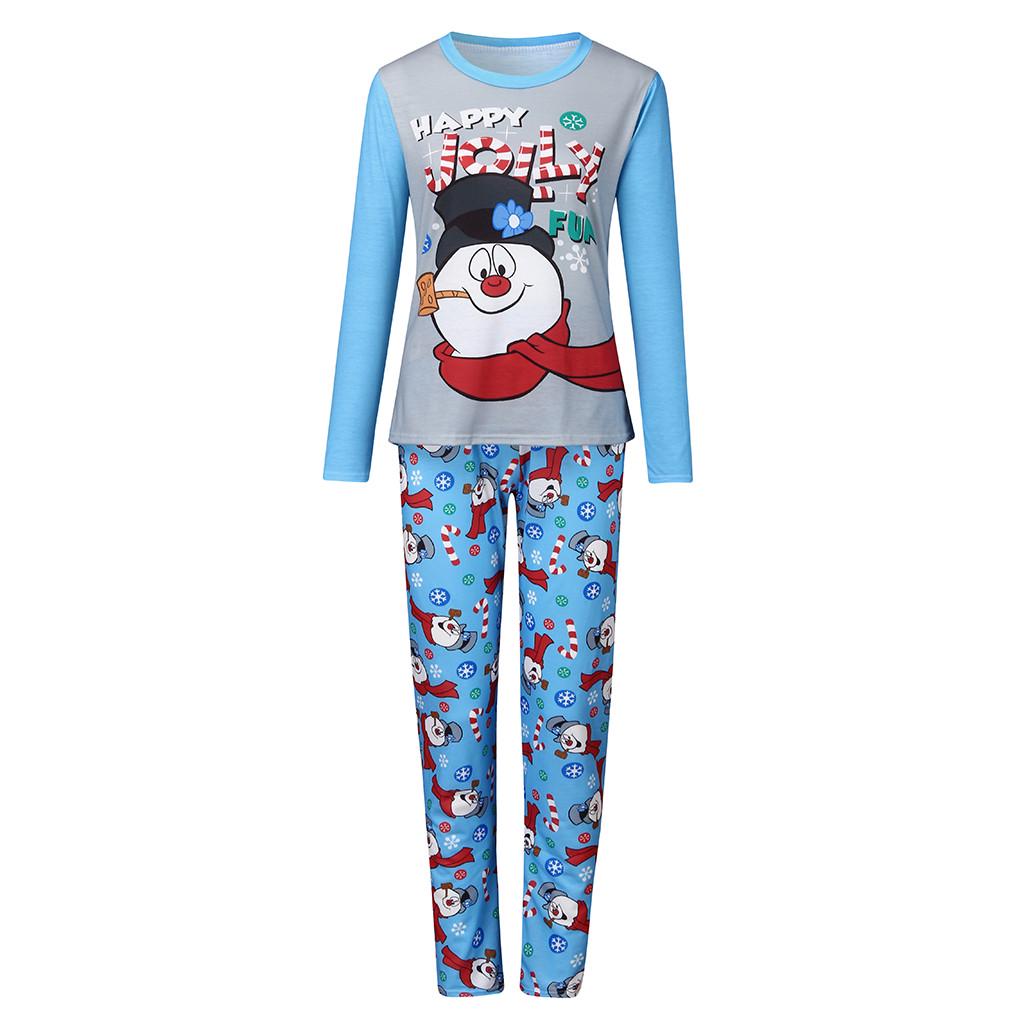 Christmas Women Mom Printed Letter Top+Print Pants  Family Clothes Pajamas