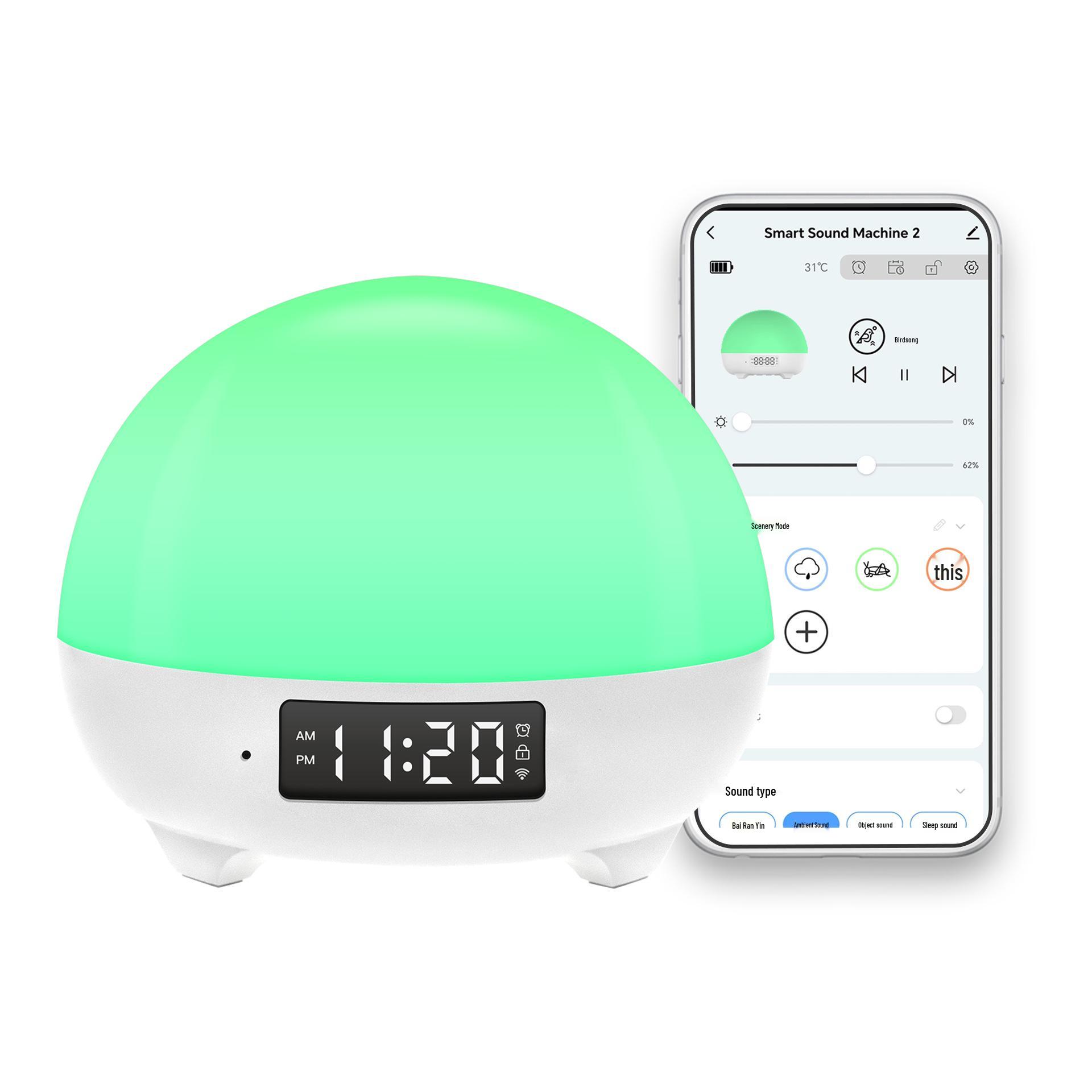 

Smart Sleep Aid Sound Machine with White Noise and Night Light for Infants and Toddlers