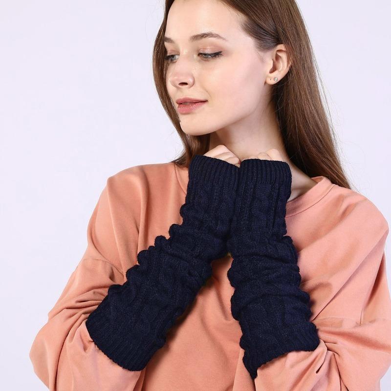 Botvotee Sleeves for Women Free Shipping Y2k Accessories Arm Warmers Half Finger Winter Knit Fingerless Gloves Pink Arm Guard