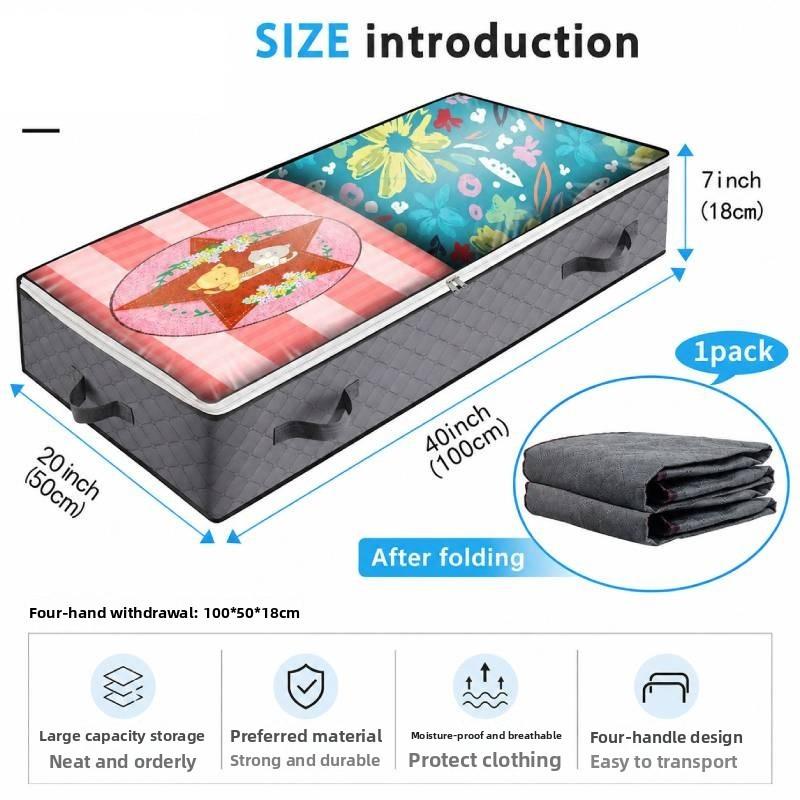 Large Capacity Bed Duvet Storage Bag With Dustproof Cover For Bedroom Or Living Room