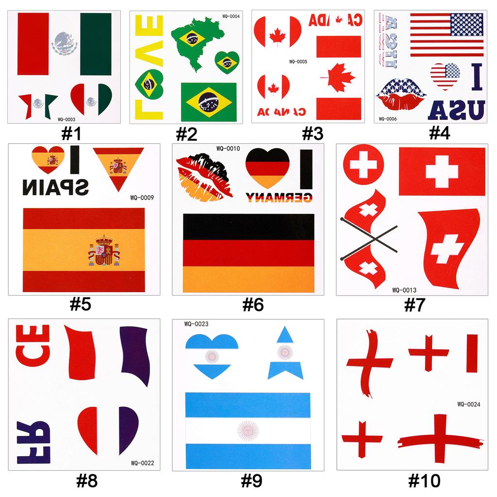 40 Sheets Country Flag Face Stickers Waterproof Tattoo Stickers Flag Face Tattoo for Football Fans Sports Events Party Supplies