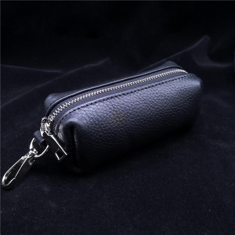 Genuine Leather Key Bag Men Women Car Key Case Cover Housekeepers Zip Keys Organizer Pouch Keychain Mini Coin Purse Key Wallet