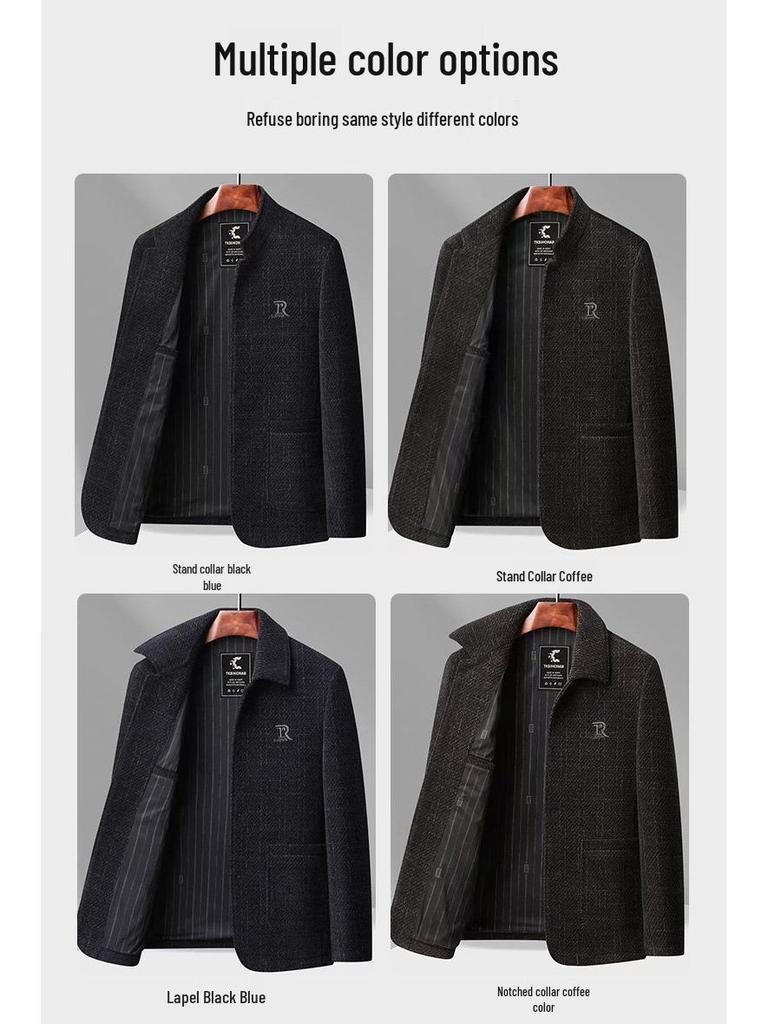 Chenille Wool Jacket for Middle-Aged & Elderly Men - Spring/Autumn Style, Warm & Casual Top for Dad or Grandpa