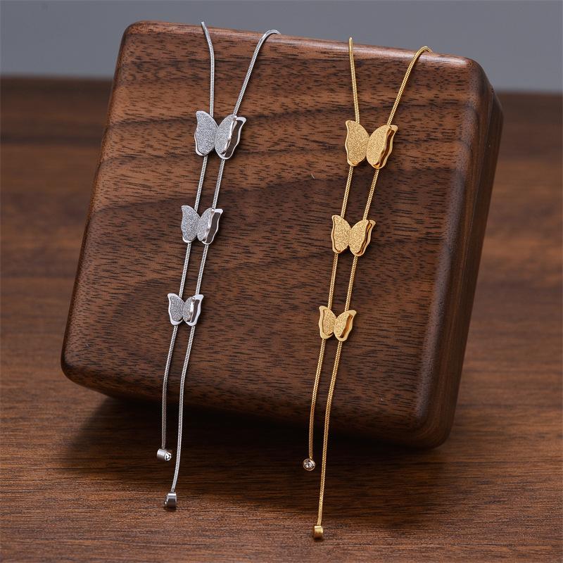 316L Stainless Steel New Fashion Fine Jewelry Butterfly Zircon Tassel Charms Snake Chain Choker Necklaces Pendants For Women
