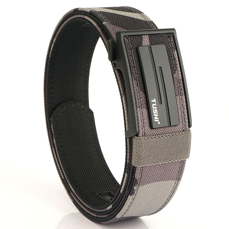 

Новый мужской ремень для поездок на работу с автоматической пряжкой из нейлона, универсальный двухслойный толстый ремень для отдыха на природе 120cm