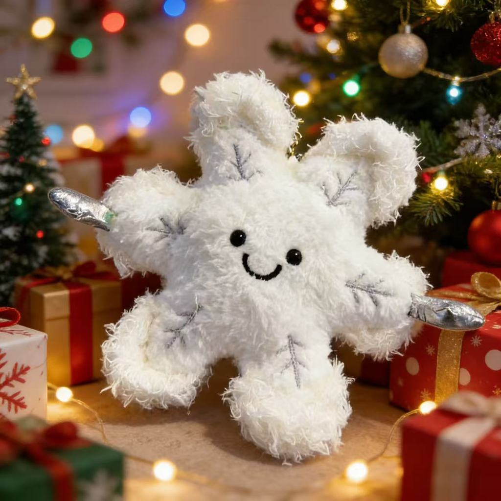 Christmas Tree Plush Toy With Snowflake And Star Decorations For Holiday Gift